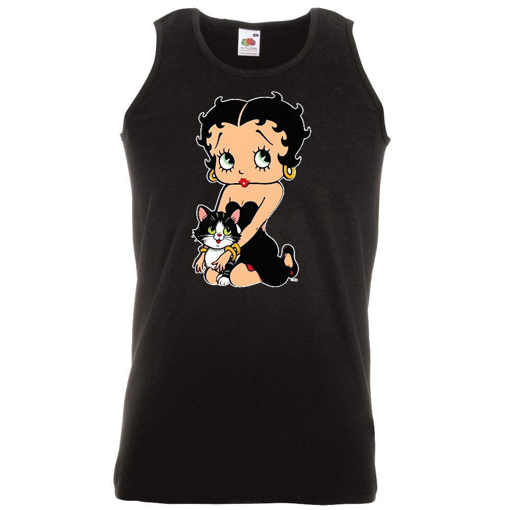 HIHATON T-PAITA MUSTA - BETTY BOOP AND CAT (3095)