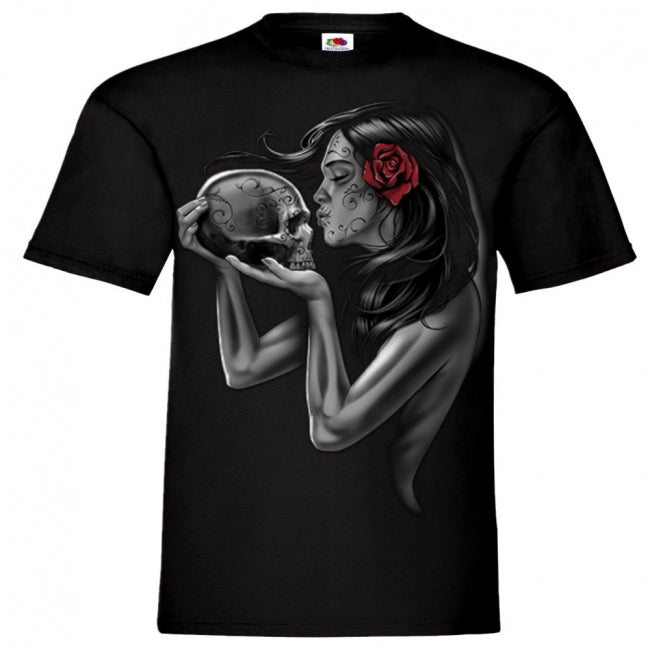 T-PAITA MUSTA - DAY OF THE DEAD KISS