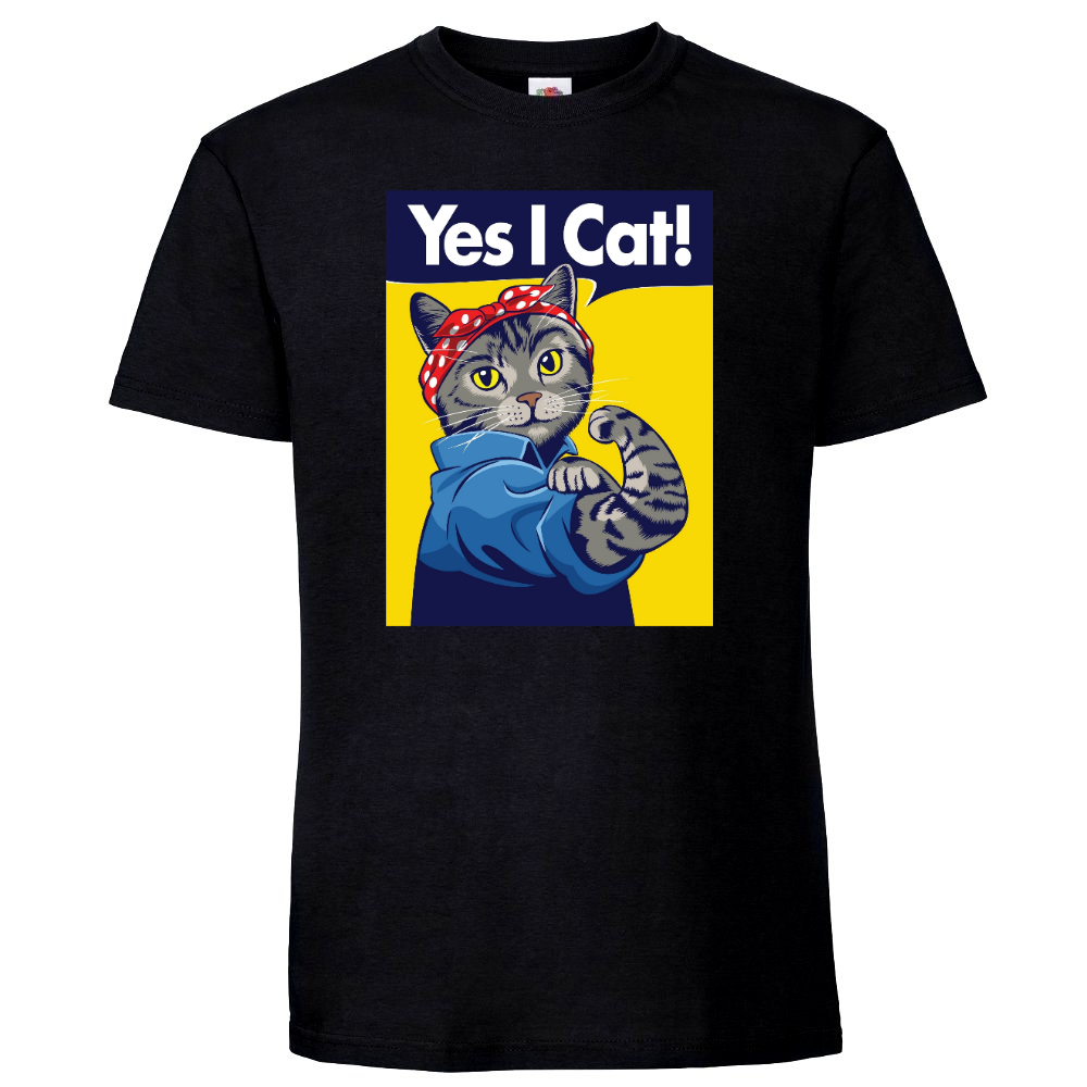 T-PAITA MUSTA - YES I CAT (3093)
