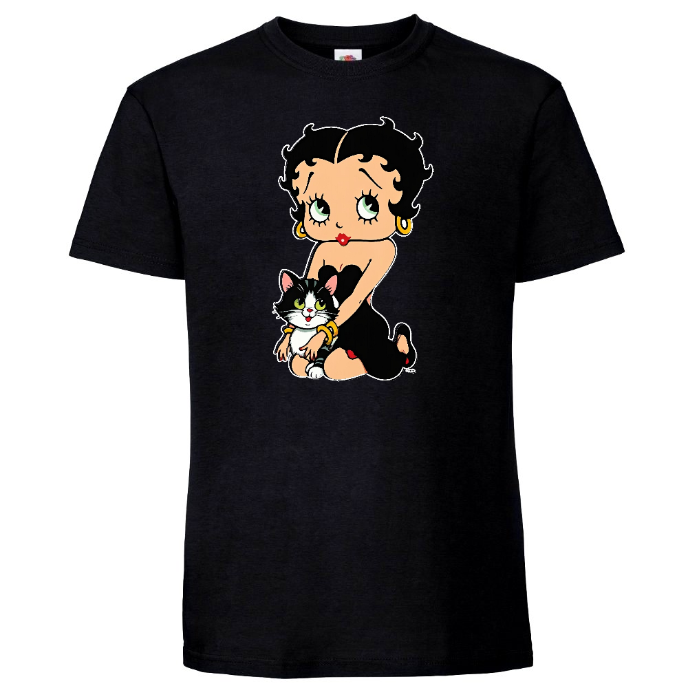 T-PAITA MUSTA - BETTY BOOP AND CAT (3095)