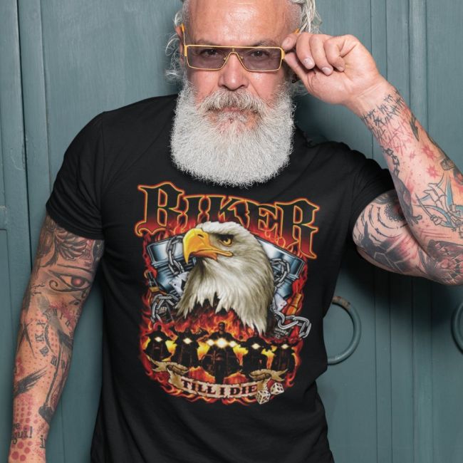 T-PAITA MUSTA SOF TEE - BIKER TILL I DIE (988)