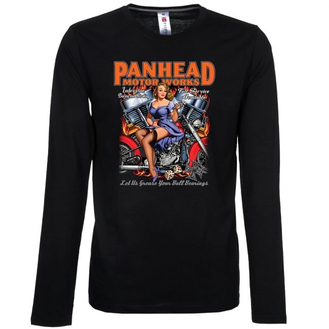 PITKÄHIHAINEN T-PAITA musta - PANHEAD MOTORS (528) - PINETA