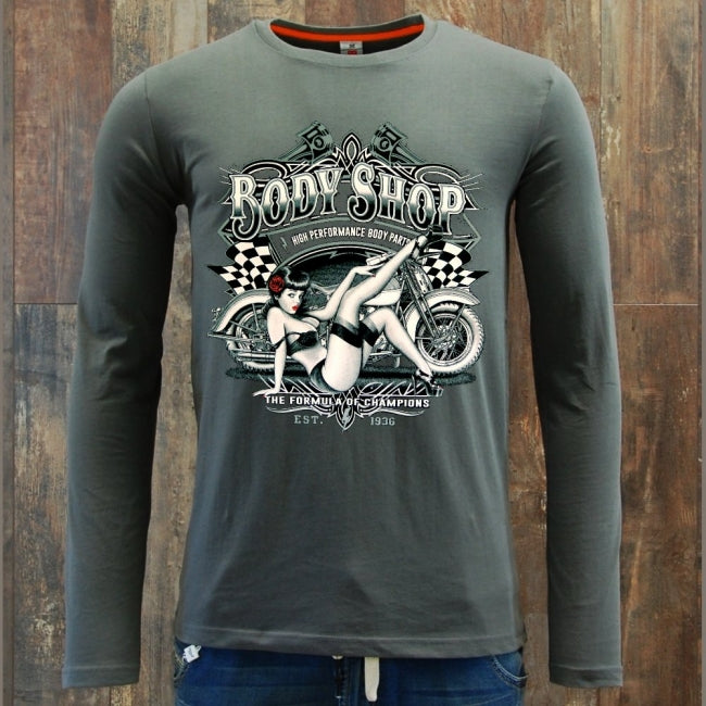 PITKÄHIHAINEN T-PAITA - BODY SHOP BIKER PIN UP (497) - PINETA