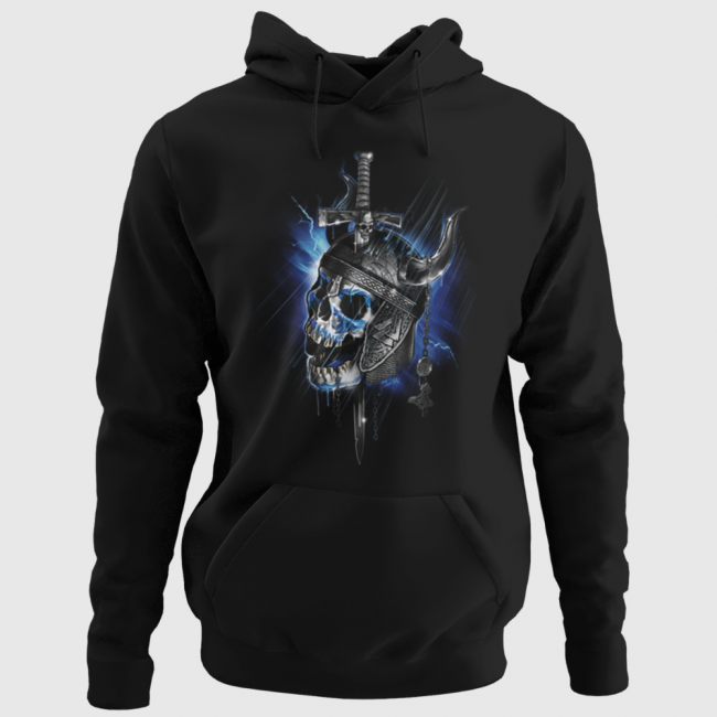HUPPARI MUSTA - VIKING NORTHMAN SKULL (664)
