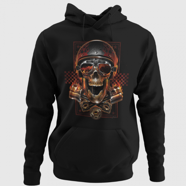 HUPPARI MUSTA - BIKER SKULL (666)