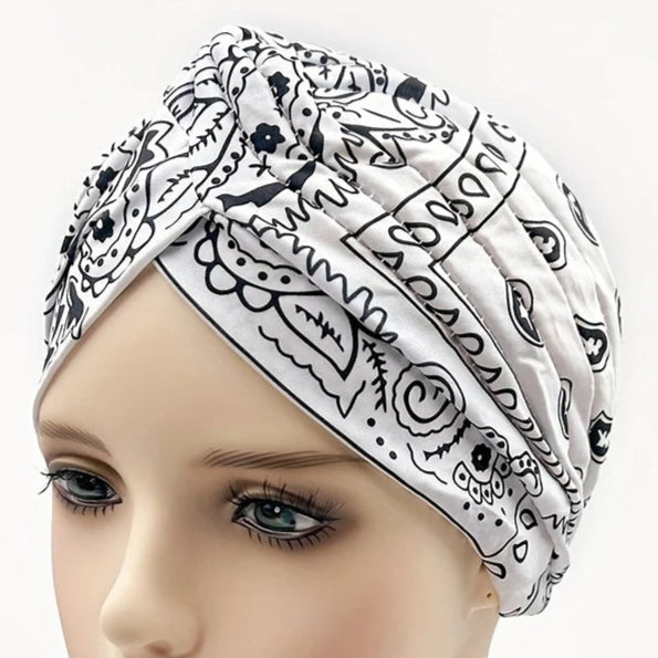 TURBAANI RETRO - bandana valkoinen