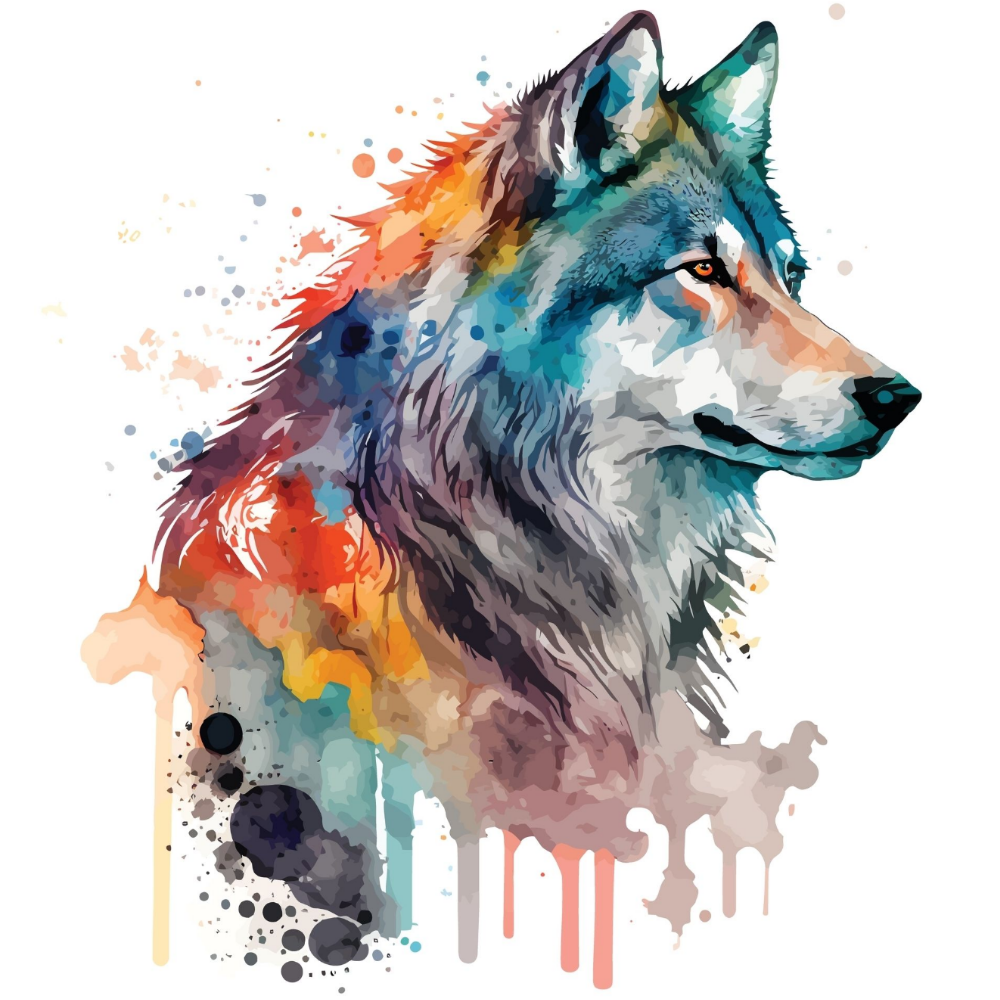 WATERCOLOR WOLF (00 2708)