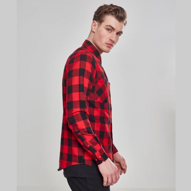KAULUSPAITA - Checked Flanell Shirt RED - URBAN CLASSICS