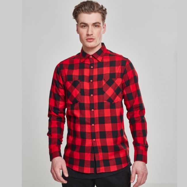 KAULUSPAITA - Checked Flanell Shirt RED - URBAN CLASSICS