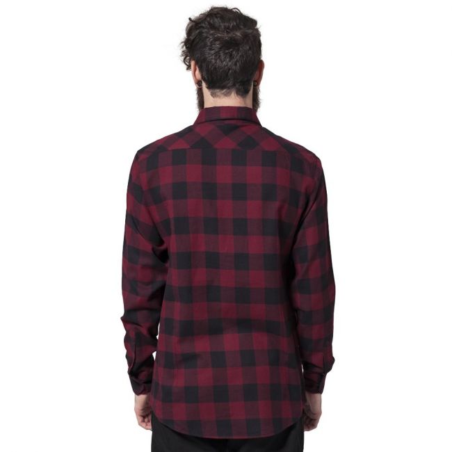 KAULUSPAITA - Checked Flanell Shirt BURGUNDY - URBAN CLASSICS