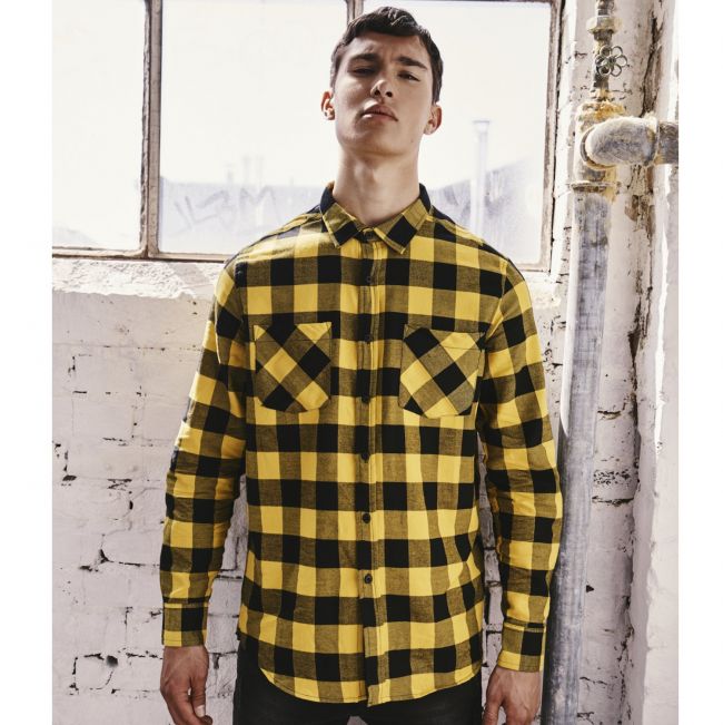 KAULUSPAITA - Checked Flanell Shirt HONEY - URBAN CLASSICS