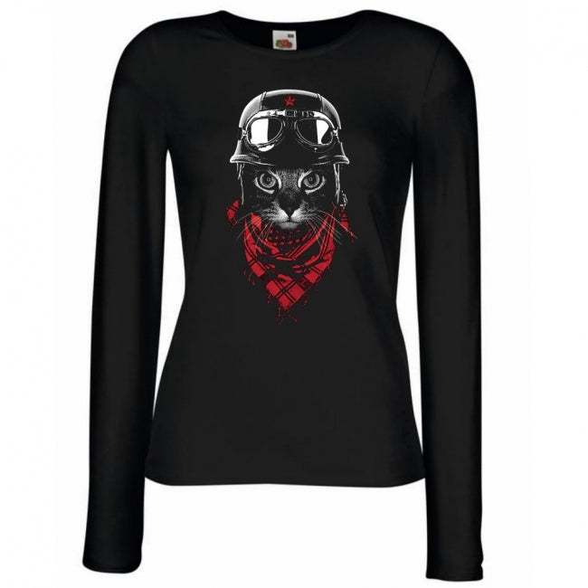 NAISTEN PITKÄHIHAINEN PAITA musta - ADVENTURER CAT