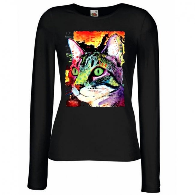 NAISTEN PITKÄHIHAINEN PAITA musta - CURIOSITY CAT