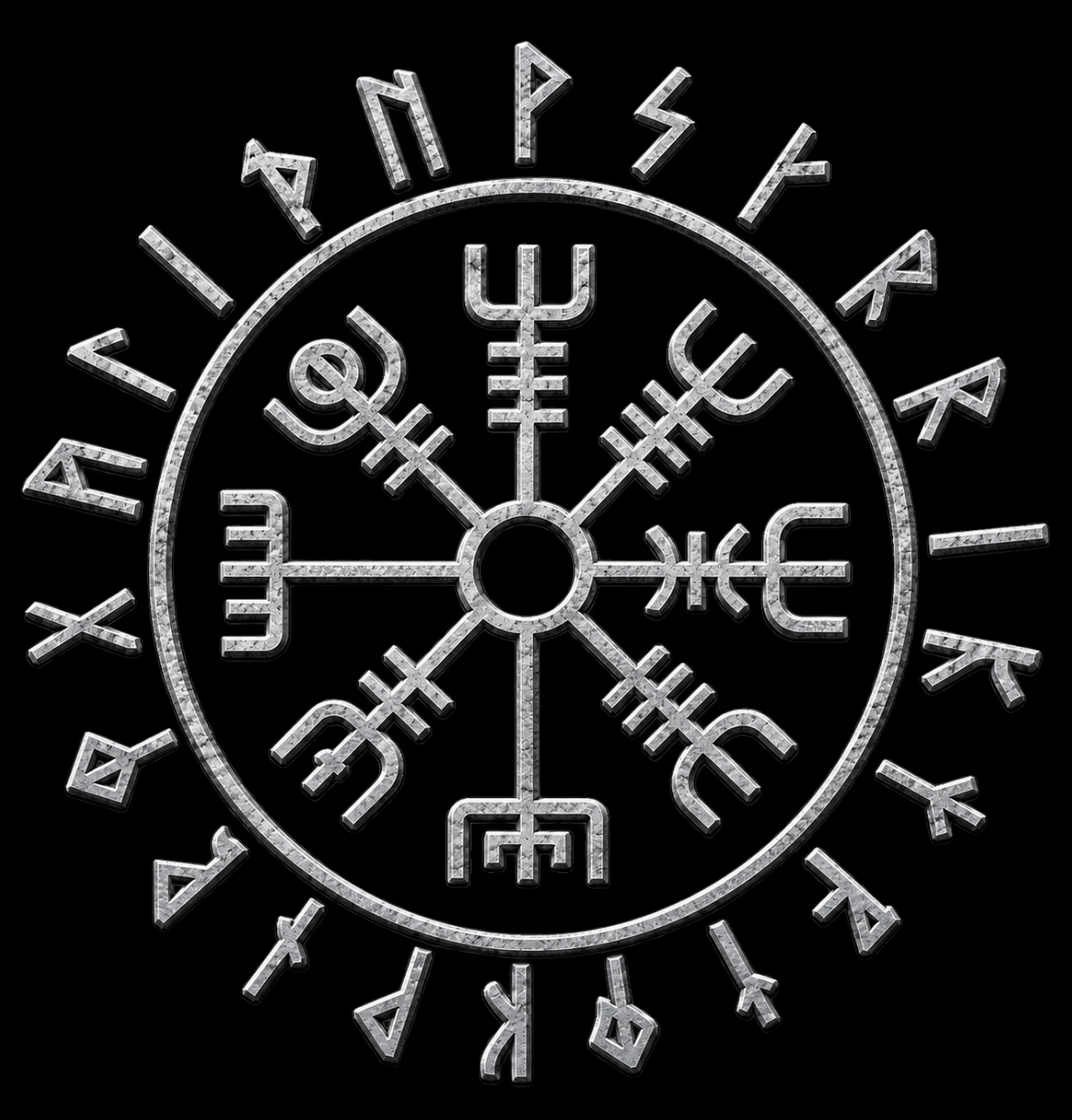 T-PAITA MUSTA - VEGVISIR VIIKINKIEN KOMPASSI (00 1033)