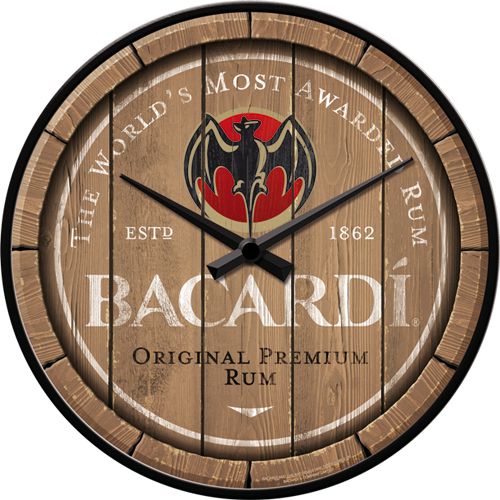 Seinäkello Bacardi - Wood Barrel Logo