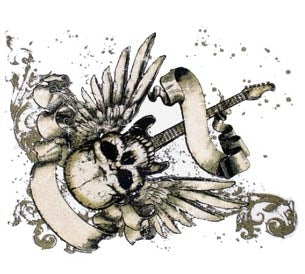 SKULL, GUITAR & WINGS (757)