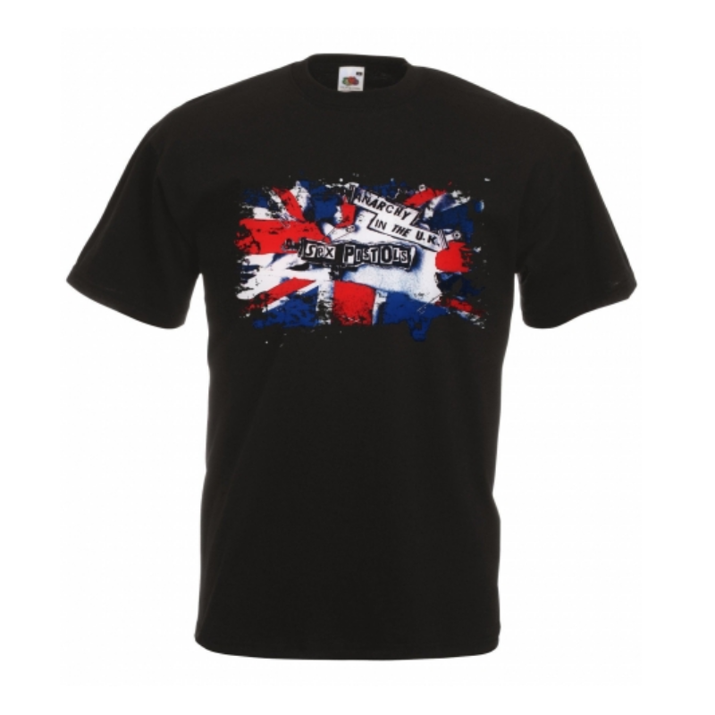T-PAITA MUSTA - SEX PISTOLS - ANARCHY IN THE UK (00 1905A)