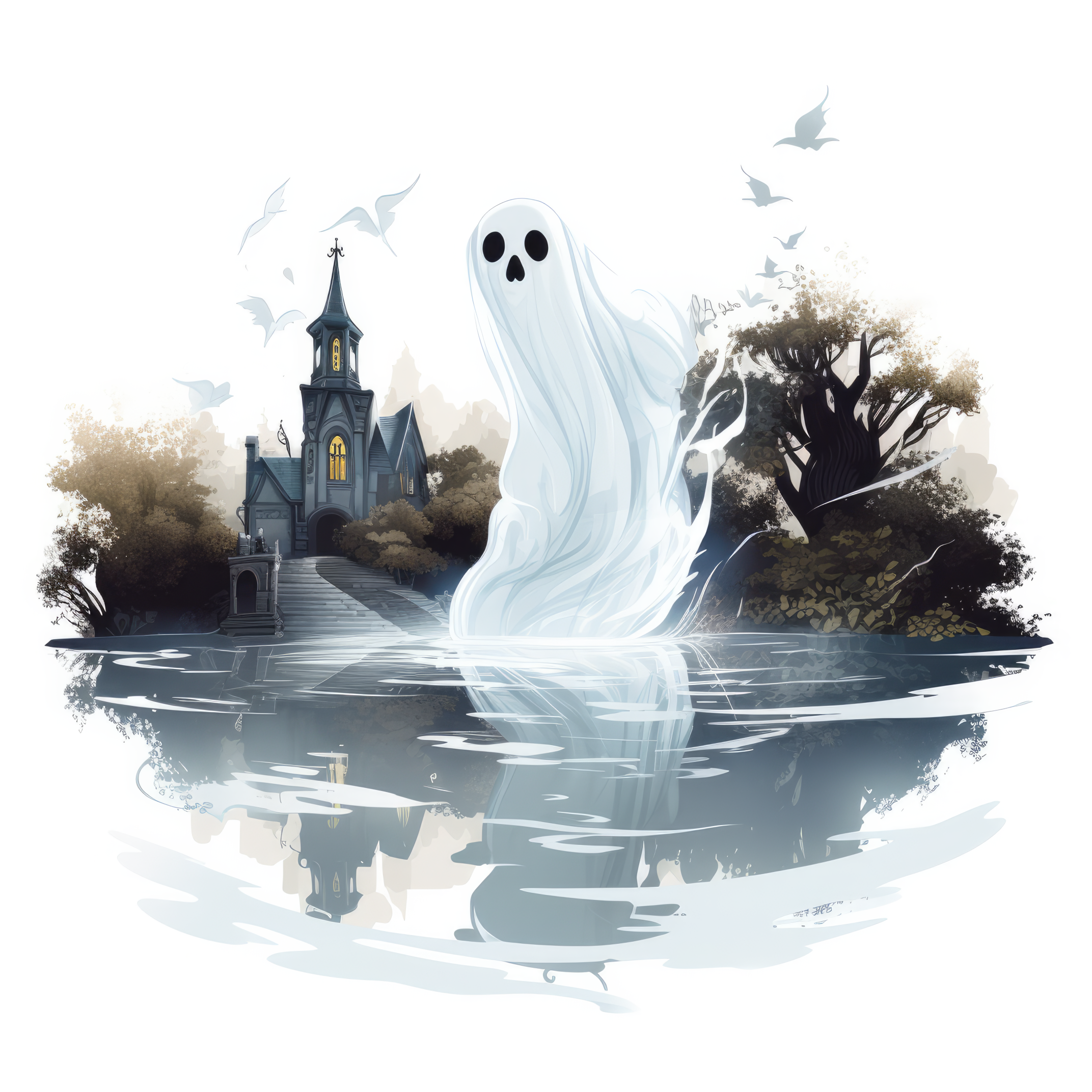 A phantom floating through a graveyard (paitakuva)