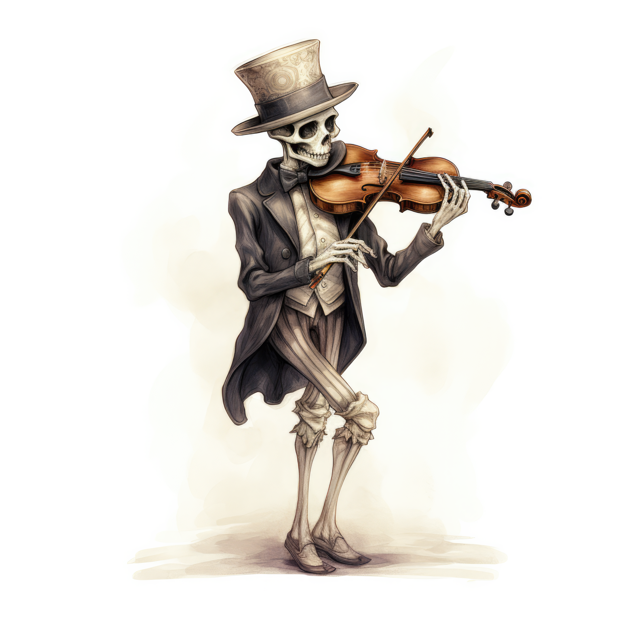 A skeleton playing a violin 2 (paitakuva)