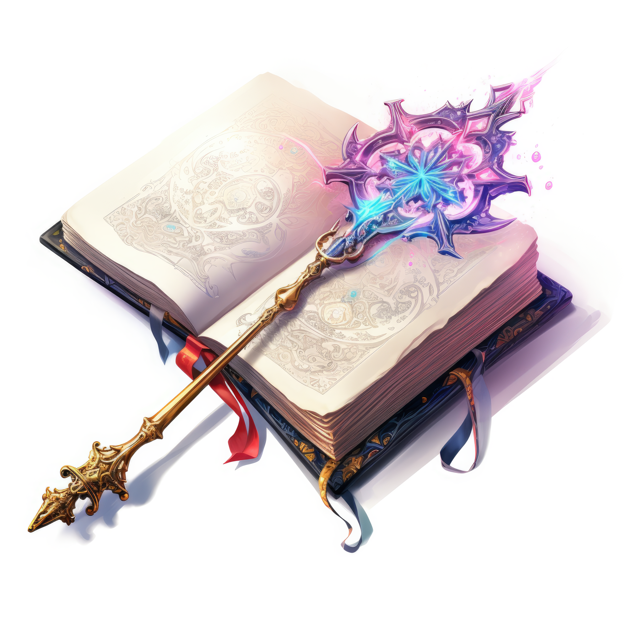 A spellbook with a magic wand (paitakuva)