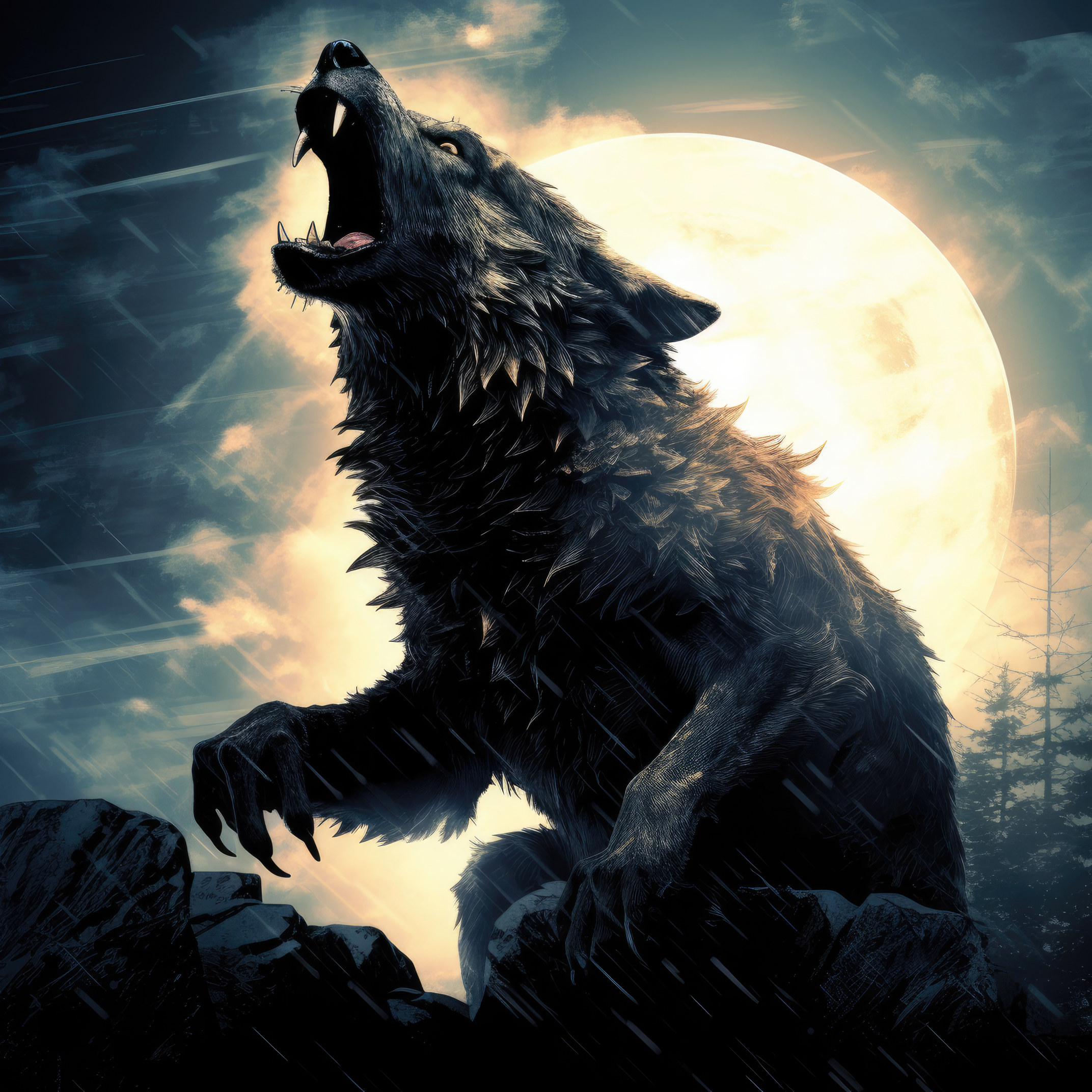 A werewolf howling at the moon 2 (paitakuva)
