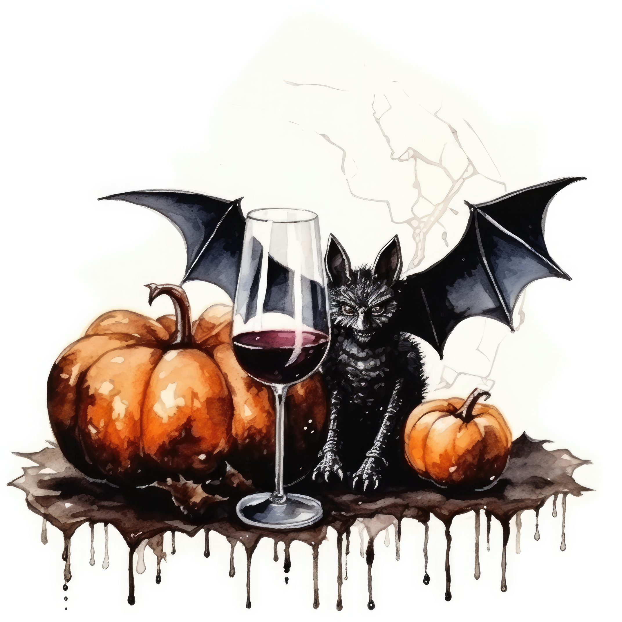 Bat with glass of wine 3 (paitakuva)