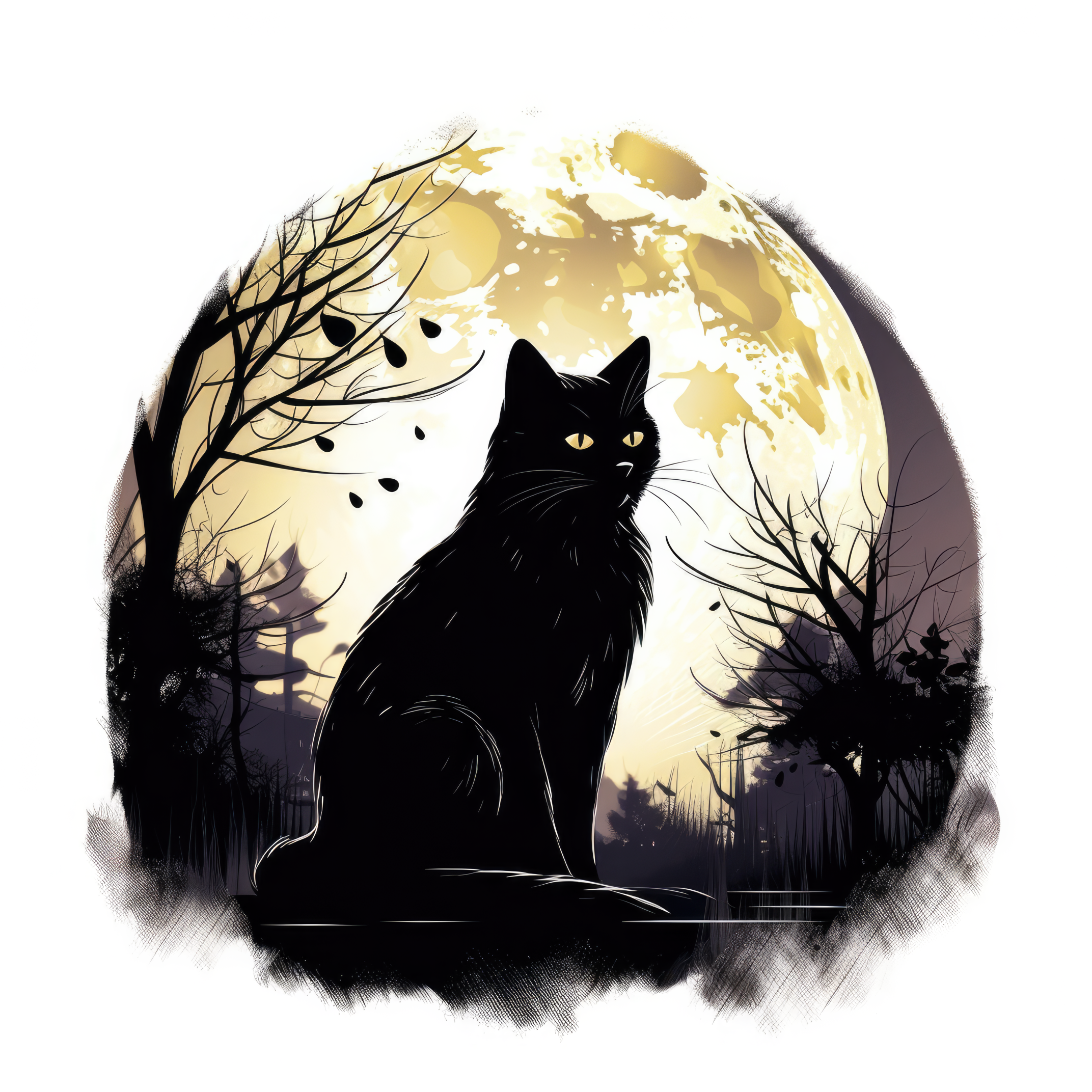 Black cat under a full moon 2 (00 77)