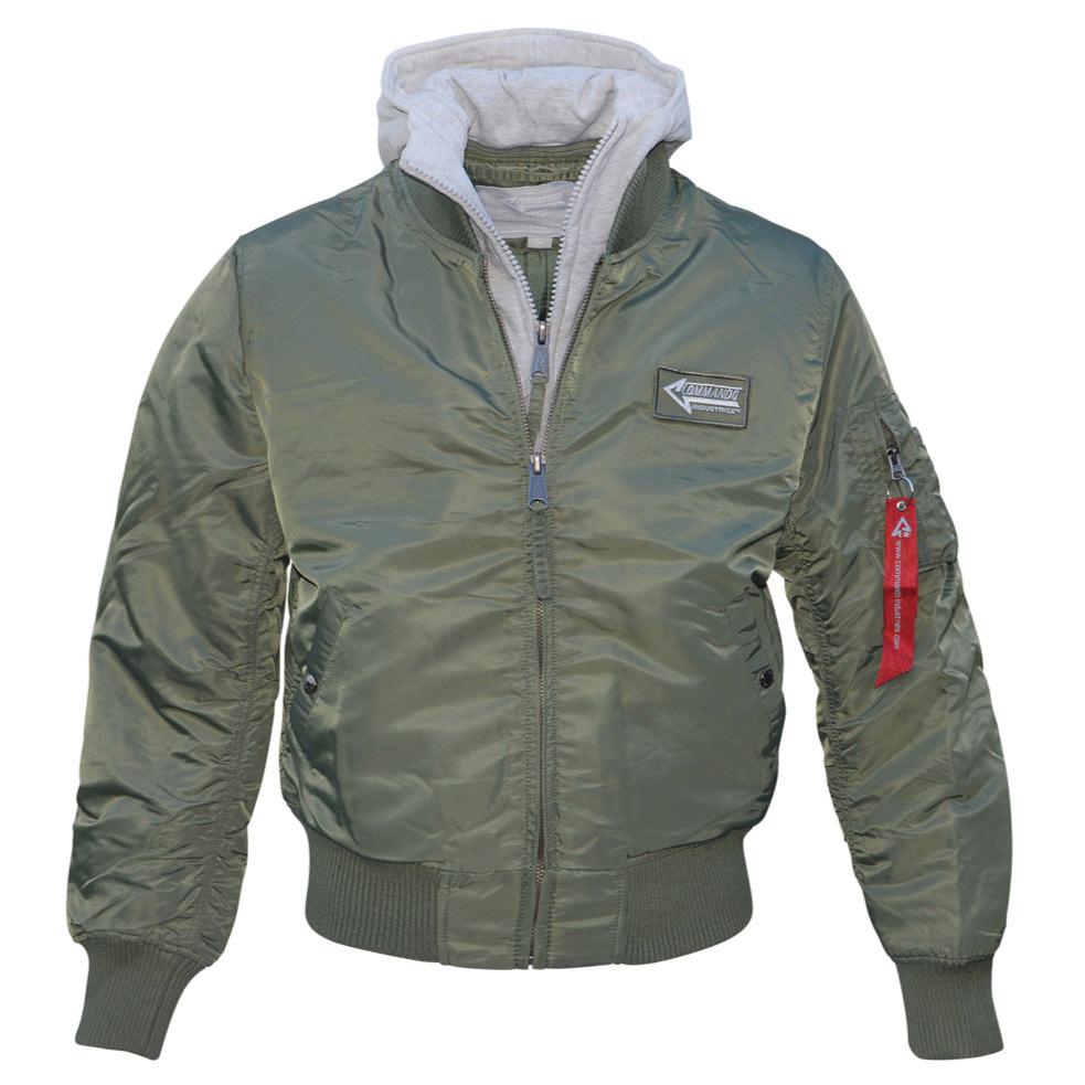 HUPULLINEN PILOTTI - MA1 Flight Jacket Hooded olive
