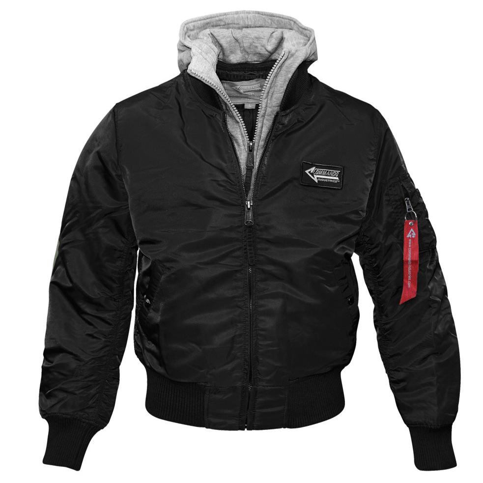 HUPULLINEN PILOTTI - MA1 Flight Jacket Hooded black