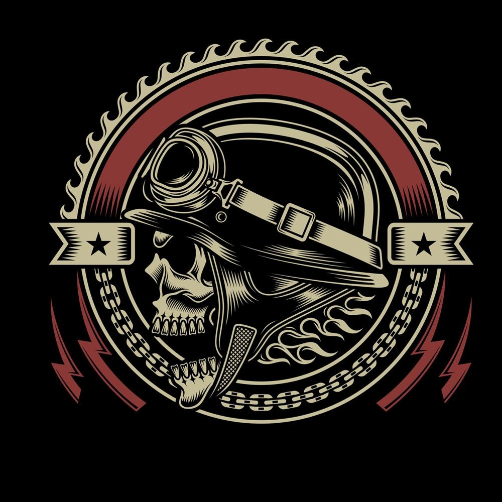 VAUHTI T-PAITA MUSTA - CUSTOM SKULL (0083)