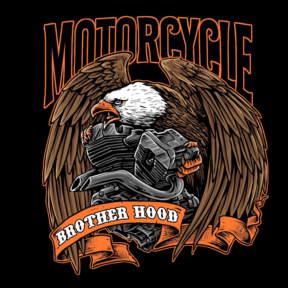 VAUHTI T-PAITA MUSTA - MOTORCYCLE BROTHER HOOD  (00 01)