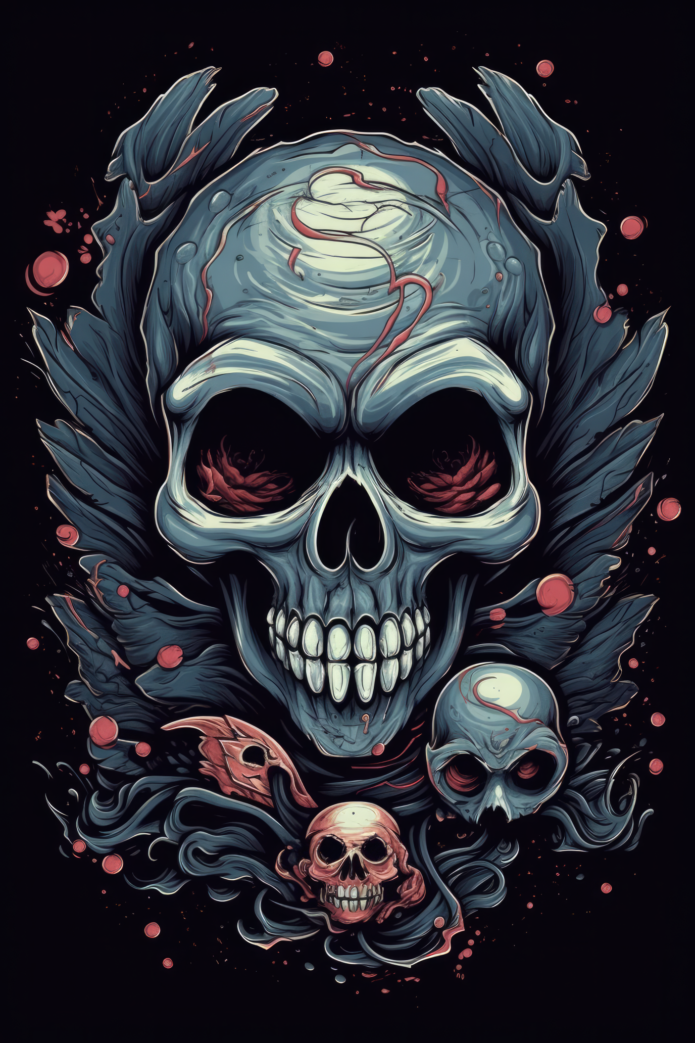 Cartoon Angel skull Tshirt design 1 (Paitakuva)
