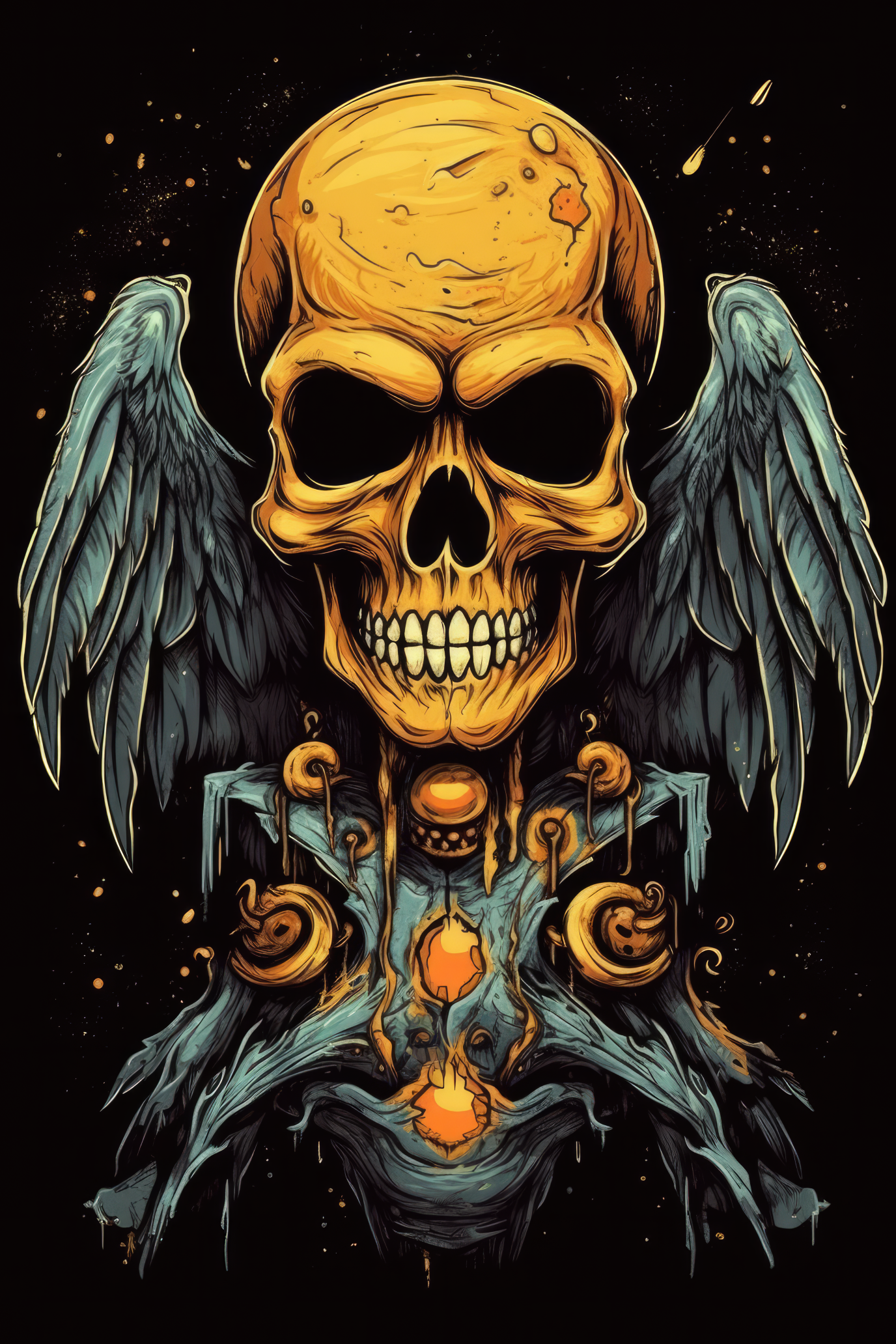 Cartoon Angel skull Tshirt design 2 (Paitakuva)