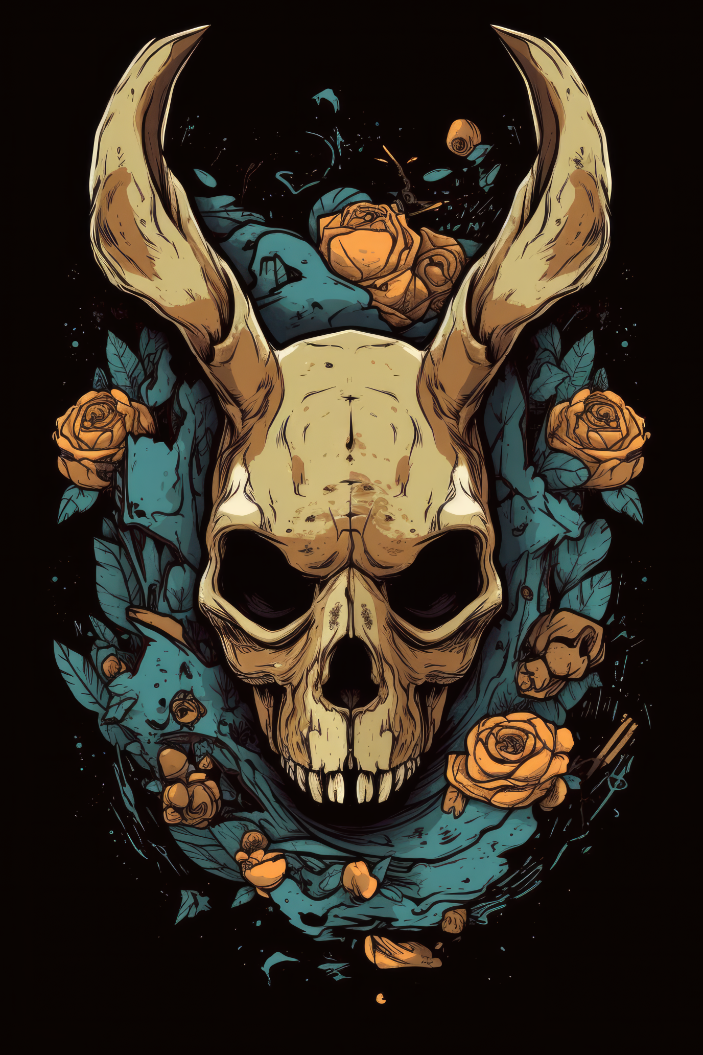 Cartoon Animal skull Tshirt design 3 (Paitakuva)