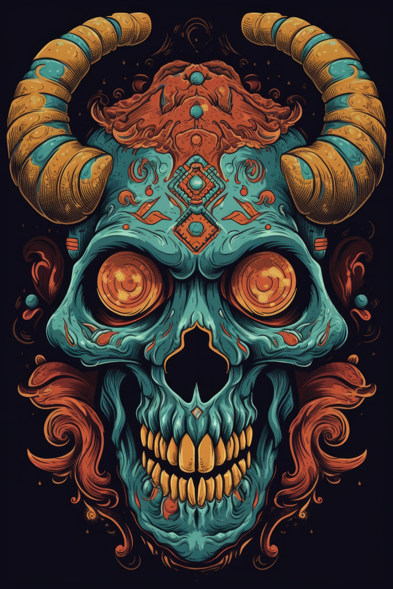 Cartoon Animal skull Tshirt design (Paitakuva)