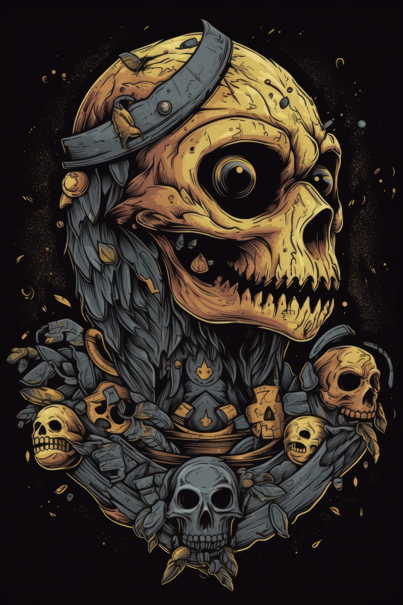 Cartoon Bird skull Tshirt design 2 (Paitakuva)