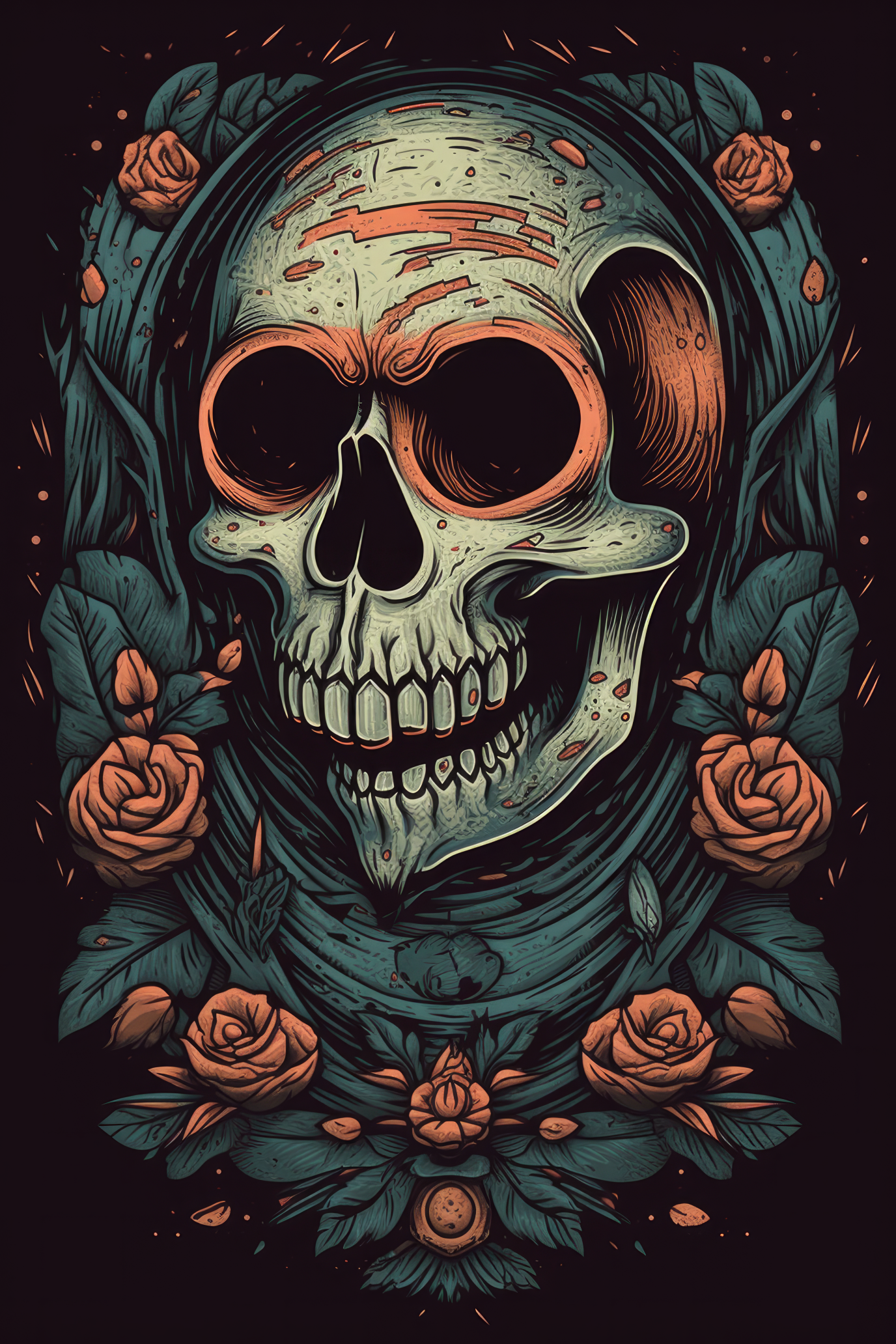 Cartoon Bird skull Tshirt design 3 (Paitakuva)