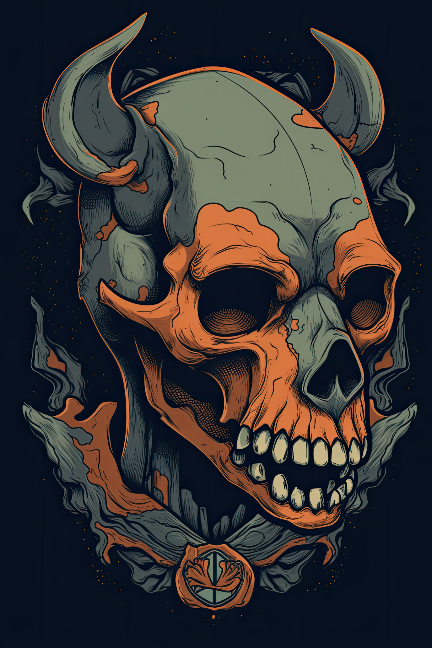 Cartoon Canine skull Tshirt design 1 (Paitakuva)