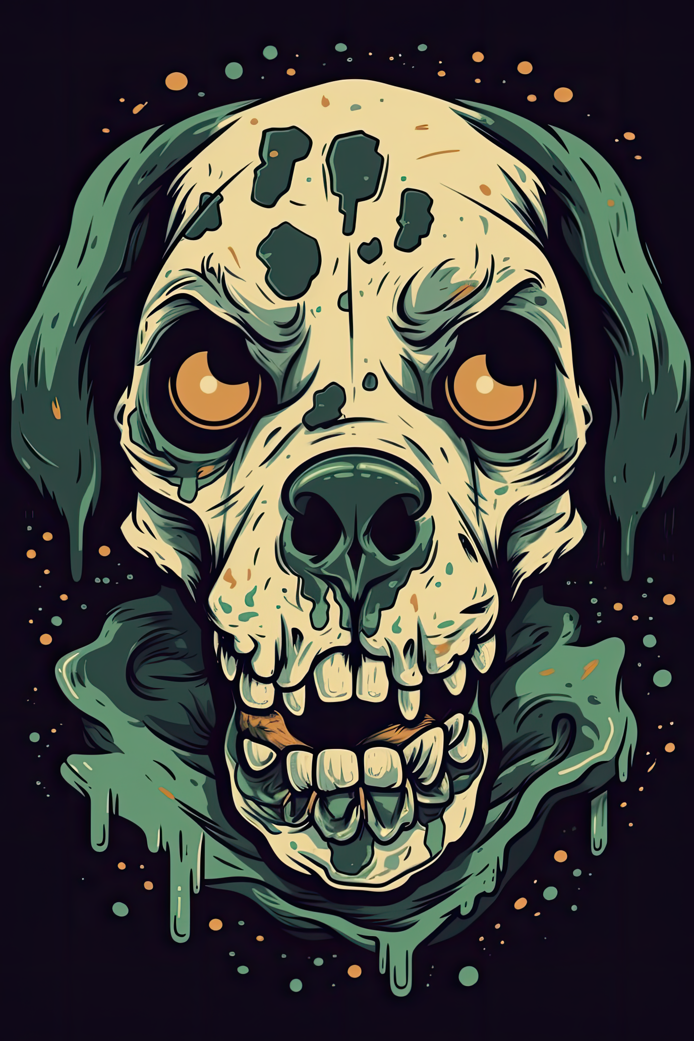 Cartoon Canine skull Tshirt design 2 (Paitakuva)