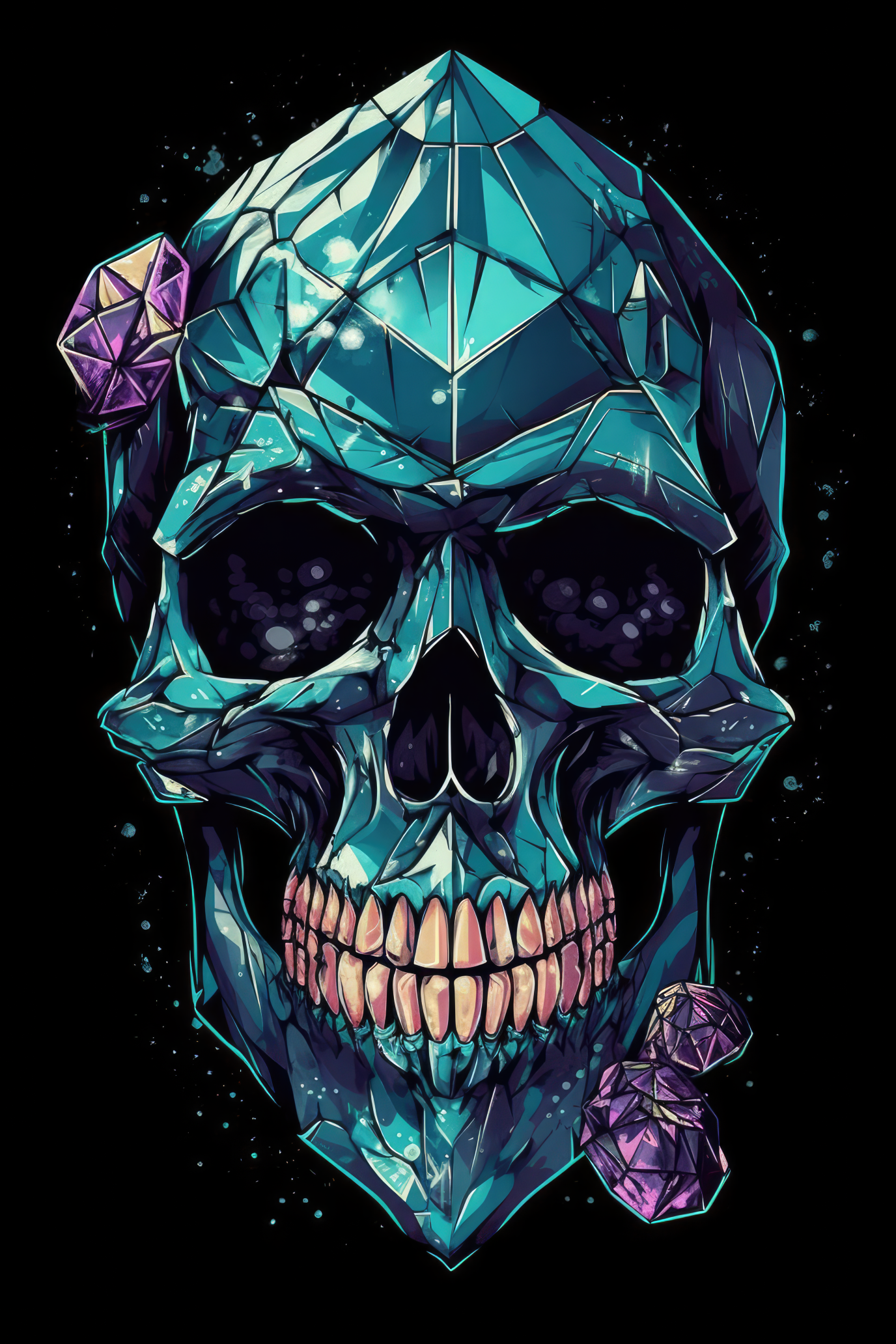 Cartoon Crystal skull Tshirt design 2 (Paitakuva)