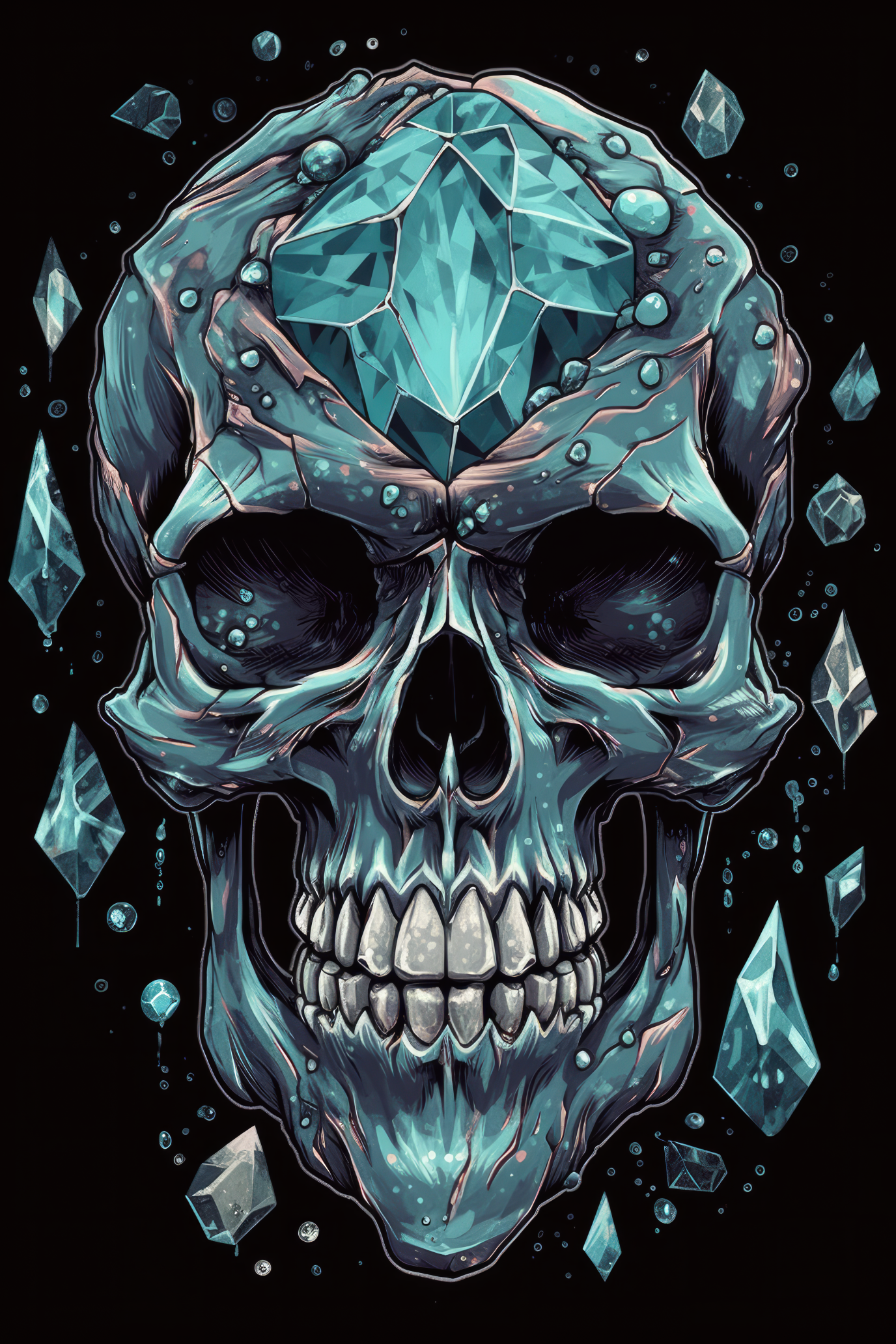 Cartoon Crystal skull Tshirt design 3 (Paitakuva)