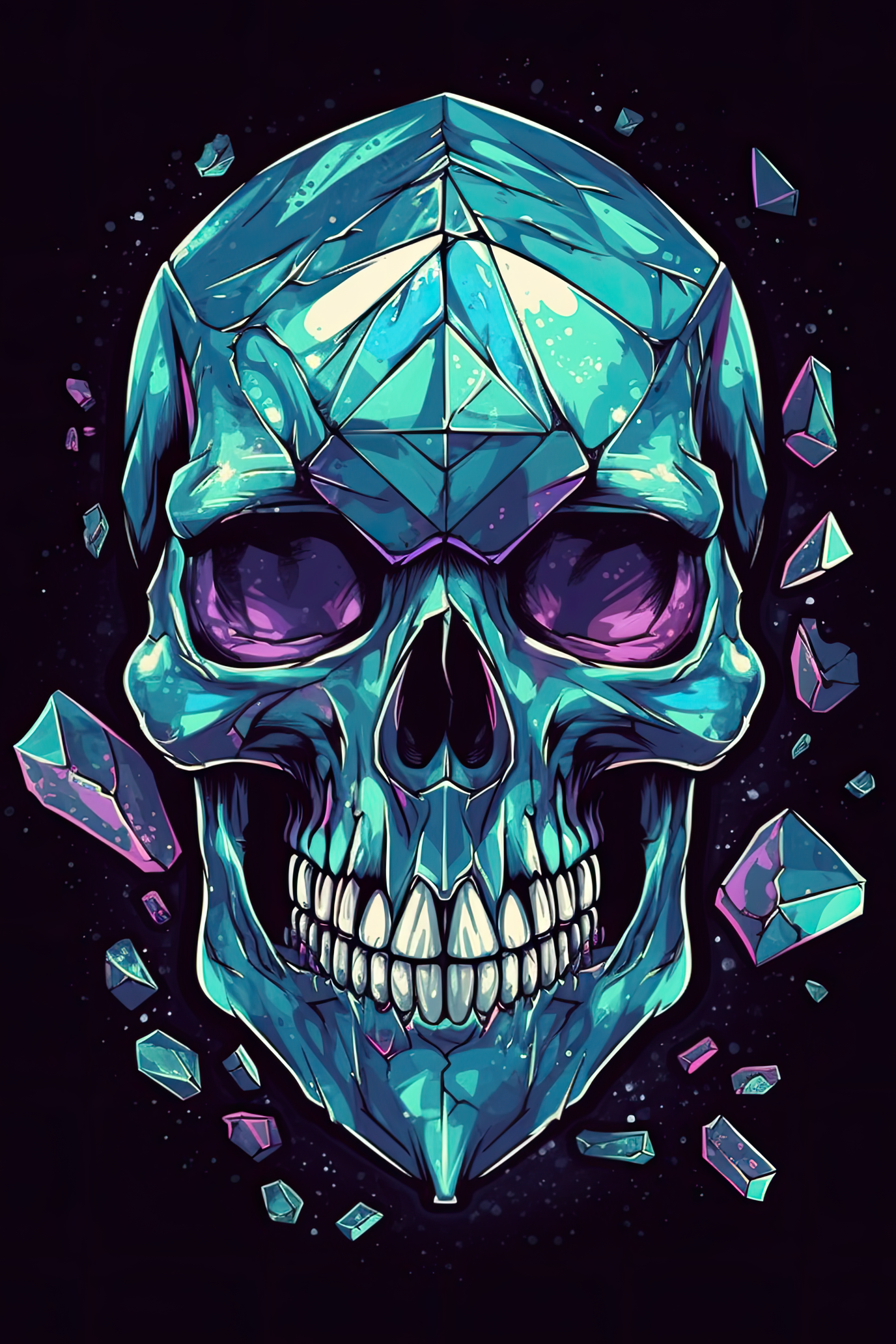 Cartoon Crystal skull Tshirt design (Paitakuva)