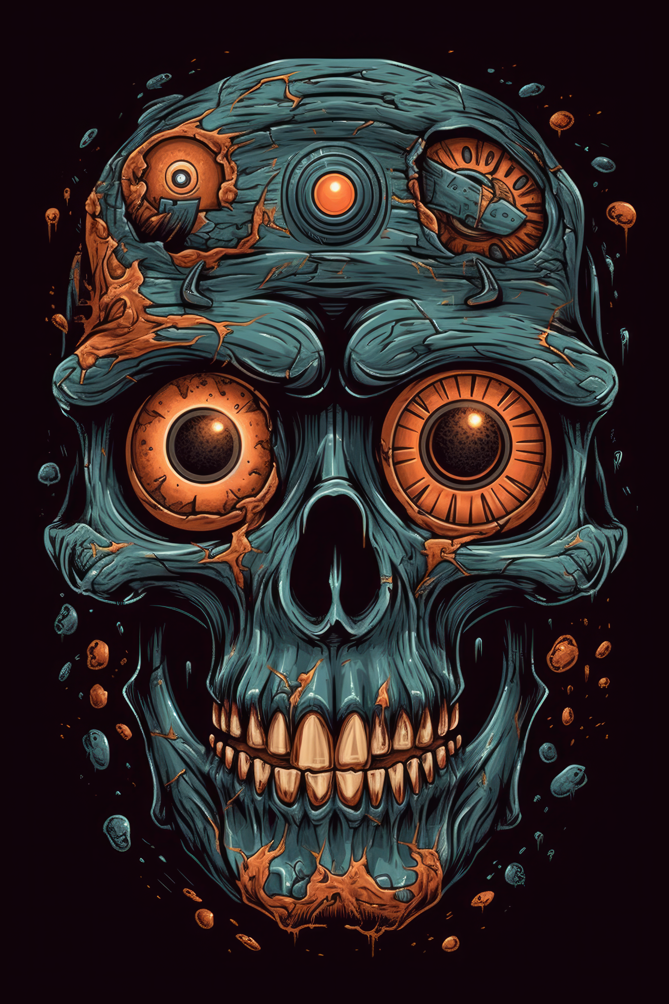 Cartoon Cyclops skull Tshirt design 3 (Paitakuva)