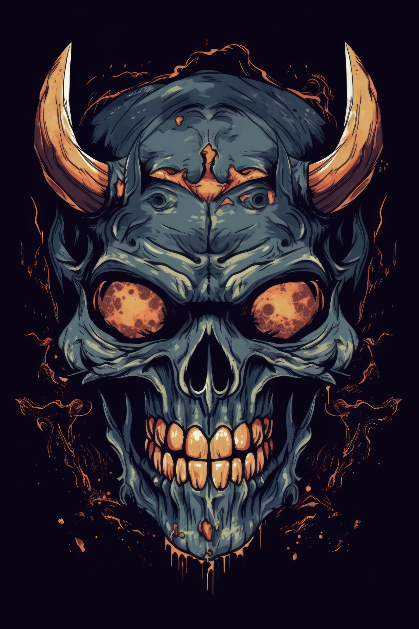 Cartoon Demon skull Tshirt design 3 (Paitakuva)