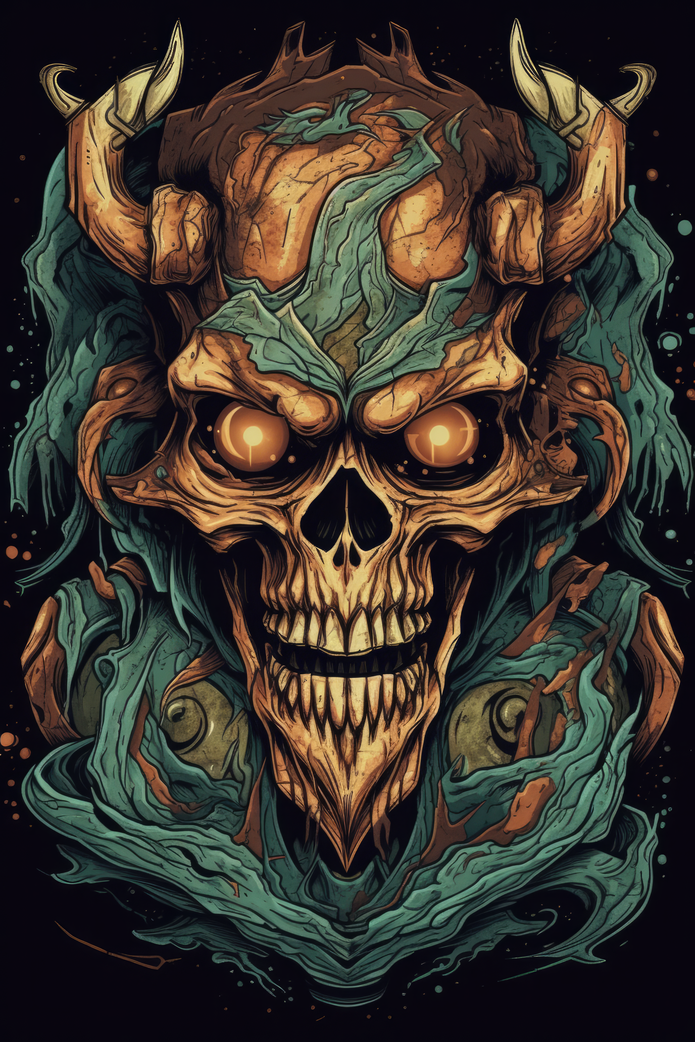 Cartoon Demonic skull Tshirt design 2 (Paitakuva)