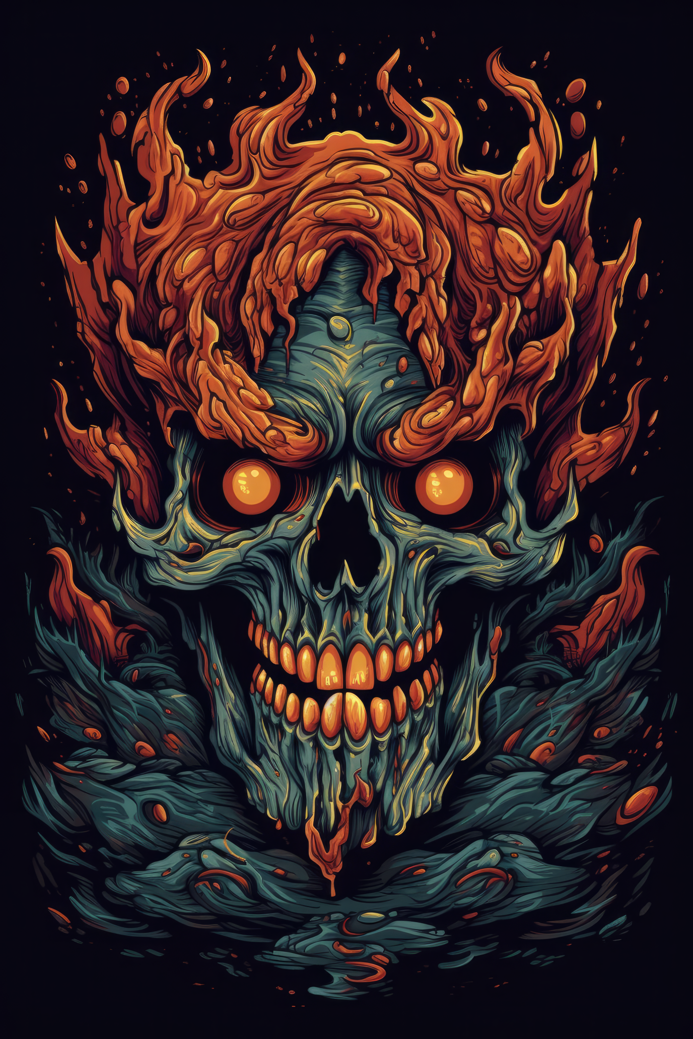 Cartoon Demonic skull Tshirt design (Paitakuva)