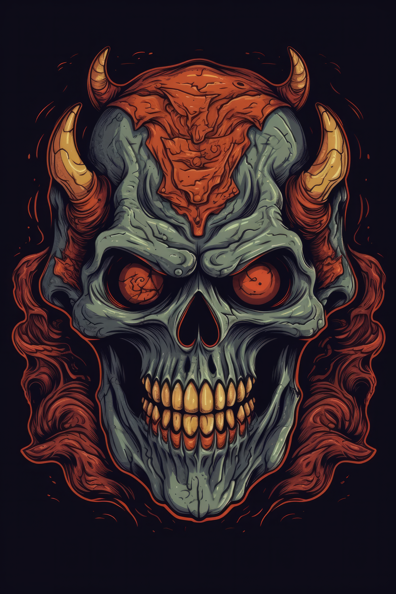 Cartoon Devil skull Tshirt design 2 (Paitakuva)
