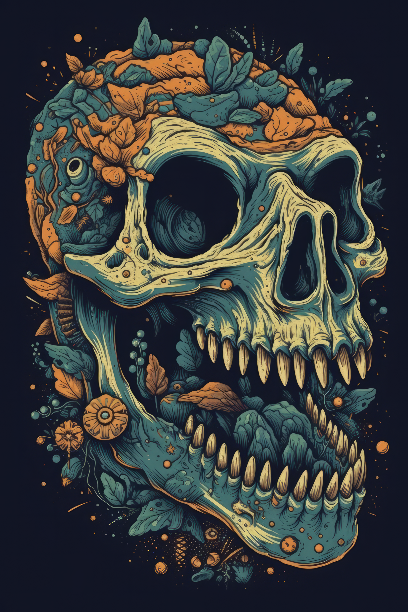 Cartoon Dinosaur skull Tshirt design 1 (Paitakuva)