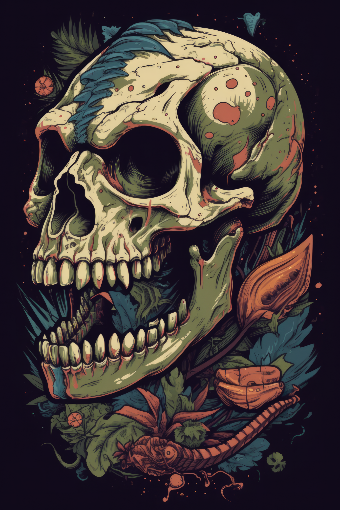 Cartoon Dinosaur skull Tshirt design 2 (Paitakuva)