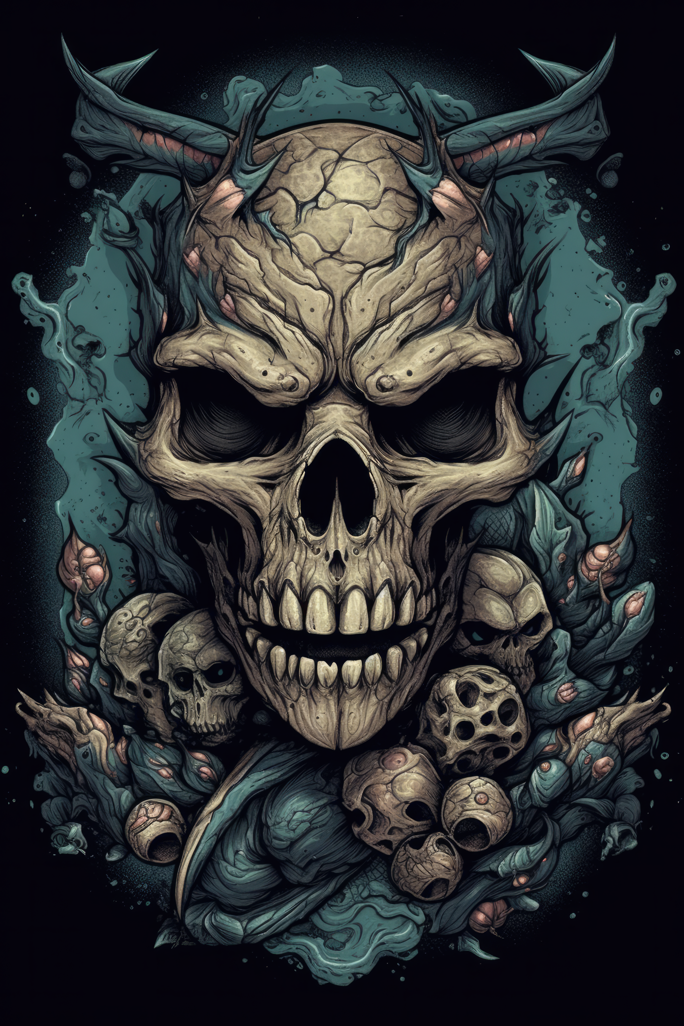 Cartoon Dragon skull Tshirt design 1 (Paitakuva)